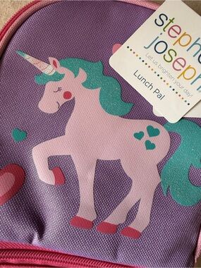 NWT Stephen Joseph Kid's Purple Unicorn Lunch Pal Insulated Pink & Teal Accents